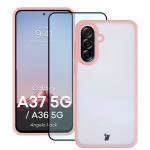 Kit protectie 2 in 1 BizonMobile, Carcasa Bizon Angelo si Folie sticla securizata Bizon Glass Edge, compatibil cu Samsung Galaxy A37 5G / A36 5G, Roz 2 - lerato.ro