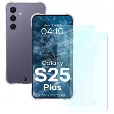 Kit protectie 2 in 1 BizonMobile Clear Pack, Carcasa Bizon Salpa si Folie sticla securizata Bizon Glass Clear 2, compatibil cu Samsung Galaxy S25 Plus, Transparent