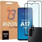 Set protectie 3in1 Bizon Glass Edge Pack, 2 folii sticla ecran + 1 folie sticla camera foto, compatibil cu Samsung Galaxy A17 5G, Negru 2 - lerato.ro