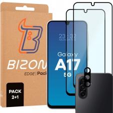Set protectie 3in1 Bizon Glass Edge Pack, 2 folii sticla ecran + 1 folie sticla camera foto, compatibil cu Samsung Galaxy A17 5G, Negru