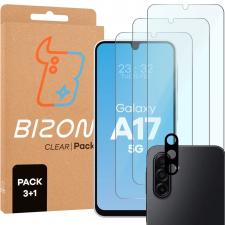 Set protectie 4in1 Bizon Glass Clear Pack, 3 folii sticla ecran + 1 folie sticla camera foto, compatibil cu Samsung Galaxy A17 5G, Transparent