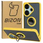 Carcasa Bizon Hybrid Ring compatibila cu Xiaomi Poco F6, Galben 3 - lerato.ro