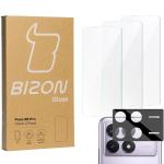 Set protectie 4in1 Bizon Glass Clear Pack, 3 folii sticla ecran + 1 folie sticla camera foto, compatibil cu Xiaomi Poco X6 Pro, Transparent 2 - lerato.ro