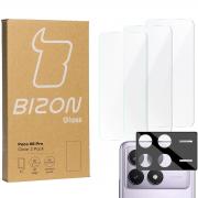 Set protectie 4in1 Bizon Glass Clear Pack, 3 folii sticla ecran + 1 folie sticla camera foto, compatibil cu Xiaomi Poco X6 Pro, Transparent