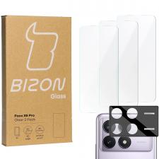 Set protectie 4in1 Bizon Glass Clear Pack, 3 folii sticla ecran + 1 folie sticla camera foto, compatibil cu Xiaomi Poco X6 Pro, Transparent