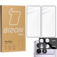 Set protectie 3in1 Bizon Glass Edge Pack, 2 folii sticla ecran + 1 folie sticla camera foto, compatibil cu Xiaomi Poco X6 Pro, Negru