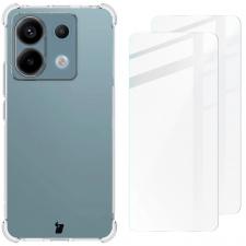 Kit protectie 3 in 1 BizonMobile Clear Pack, Carcasa Bizon Salpa si 2 folii sticla Bizon Glass Clear 2, compatibil cu Xiaomi Poco X6 / Redmi Note 13 Pro 5G, Transparent