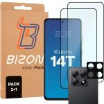 Set protectie 3in1 Bizon Glass Edge Pack, 2 folii sticla ecran + 1 folie sticla camera foto, compatibil cu Xiaomi 14T, Negru 2 - lerato.ro