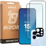Set protectie 3in1 Bizon Glass Edge Pack, 2 folii sticla ecran + 1 folie sticla camera foto, compatibil cu Oppo Reno 15 Pro, Negru 2 - lerato.ro