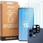 Set protectie 4in1 Bizon Glass Clear Pack, 3 folii sticla ecran + 1 folie sticla camera foto, compatibil cu Oppo Reno 15, Transparent 2 - lerato.ro