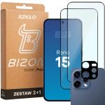 Set protectie 3in1 Bizon Glass Edge Pack, 2 folii sticla ecran + 1 folie sticla camera foto, compatibil cu Oppo Reno 15, Negru 2 - lerato.ro