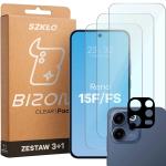 Set protectie 4in1 Bizon Glass Clear Pack, 3 folii sticla ecran + 1 folie sticla camera foto, compatibil cu Oppo Reno 15 F / FS, Transparent 2 - lerato.ro