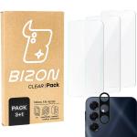 Set protectie 4in1 Bizon Glass Clear Pack, 3 folii sticla ecran + 1 folie sticla camera foto, compatibil cu Samsung Galaxy A16 4G / 5G, Transparent 2 - lerato.ro