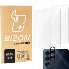 Set protectie 4in1 Bizon Glass Clear Pack, 3 folii sticla ecran + 1 folie sticla camera foto, compatibil cu Samsung Galaxy A16 4G / 5G, Transparent