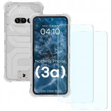 Kit protectie 3 in 1 BizonMobile Clear Pack, Carcasa Bizon Salpa si 2 folii sticla Bizon Glass Clear 2, compatibil cu Nothing Phone (3a), Transparent