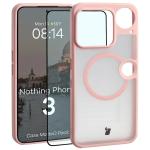 Kit protectie 2 in 1 BizonMobile, Carcasa Bizon MatteO si Folie sticla securizata Bizon Glass Edge, compatibil cu Nothing Phone (3), Roz 2 - lerato.ro