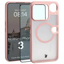 Kit protectie 2 in 1 BizonMobile, Carcasa Bizon MatteO si Folie sticla securizata Bizon Glass Edge, compatibil cu Nothing Phone (3), Roz