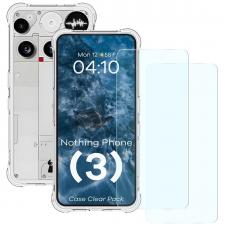 Kit protectie 3 in 1 BizonMobile Clear Pack, Carcasa Bizon Salpa si 2 folii sticla Bizon Glass Clear 2, compatibil cu Nothing Phone (3), Transparent