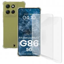 Kit protectie 3 in 1 BizonMobile Clear Pack, Carcasa Bizon Salpa si 2 folii sticla Bizon Glass Clear 2, compatibil cu Motorola Moto G86 5G, Transparent