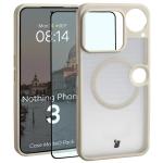 Kit protectie 2 in 1 BizonMobile, Carcasa Bizon MatteO si Folie sticla securizata Bizon Glass Edge, compatibil cu Nothing Phone (3), Bej 2 - lerato.ro