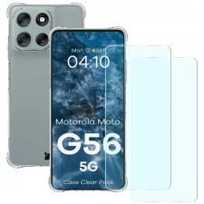 Kit protectie 3 in 1 BizonMobile Clear Pack, Carcasa Bizon Salpa si 2 folii sticla Bizon Glass Clear 2, compatibil cu Motorola Moto G56 5G, Transparent
