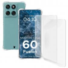 Kit protectie 3 in 1 BizonMobile Clear Pack, Carcasa Bizon Salpa si 2 folii sticla Bizon Glass Clear 2, compatibil cu Motorola Edge 60 Fusion / Edge 60, Transparent