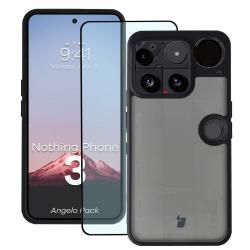 Kit protectie 2 in 1 BizonMobile, Carcasa Bizon Angelo si Folie sticla securizata Bizon Glass Edge, compatibil cu Nothing Phone (3), Negru