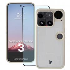 Kit protectie 2 in 1 BizonMobile, Carcasa Bizon Angelo si Folie sticla securizata Bizon Glass Edge, compatibil cu Nothing Phone (3), Bej