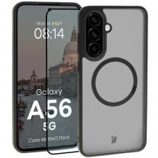 Kit protectie 2 in 1 BizonMobile, Carcasa Bizon MatteO si Folie sticla securizata Bizon Glass Edge, compatibil cu Samsung Galaxy A56 5G, Negru