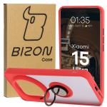 Carcasa Bizon Hybrid Ring compatibila cu Xiaomi 15 Ultra, Rosu 3 - lerato.ro