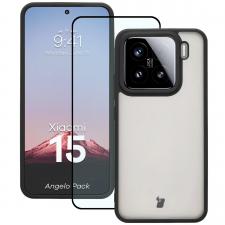 Huse si carcase Xiaomi 15, Kit protectie 2 in 1 BizonMobile, Carcasa Bizon Angelo si Folie sticla securizata Bizon Glass Edge, compatibil cu Xiaomi 15, Negru, lerato.ro