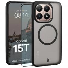 Kit protectie 2 in 1 BizonMobile, Carcasa Bizon MatteO si Folie sticla securizata Bizon Glass Edge, compatibil cu Xiaomi 15T, Negru