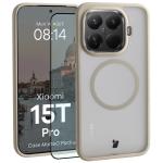 Kit protectie 2 in 1 BizonMobile, Carcasa Bizon MatteO si Folie sticla securizata Bizon Glass Edge, compatibil cu Xiaomi 15T Pro, Bej 2 - lerato.ro