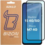 Folie sticla securizata Bizon Glass Edge 2 compatibila cu Xiaomi Redmi 15 4G / 5G / POCO M7 4G, Negru