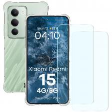 Huse si carcase Xiaomi Redmi 15 4G / 5G, Kit protectie 3 in 1 BizonMobile Clear Pack, Carcasa Bizon Salpa si 2 folii sticla Bizon Glass Clear 2, compatibil cu Xiaomi Redmi 15 4G / 5G, Transparent, lerato.ro