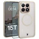Kit protectie 2 in 1 BizonMobile, Carcasa Bizon MatteO si Folie sticla securizata Bizon Glass Edge, compatibil cu Xiaomi 15T, Bej 2 - lerato.ro