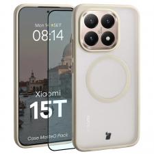 Kit protectie 2 in 1 BizonMobile, Carcasa Bizon MatteO si Folie sticla securizata Bizon Glass Edge, compatibil cu Xiaomi 15T, Bej