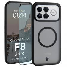 Kit protectie 2 in 1 BizonMobile, Carcasa Bizon MatteO si Folie sticla securizata Bizon Glass Edge, compatibil cu Xiaomi Poco F8 Ultra, Negru