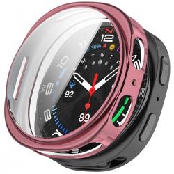 Carcasa cu protectie ecran din sticla securizata BizonMobile Felipe compatibila cu Samsung Galaxy Watch 8 44mm, Roz