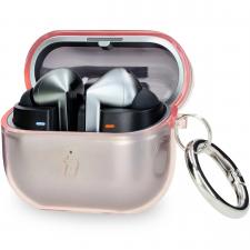 Carcasa Bizon Headphone Clear compatibila cu Samsung Galaxy Buds 3 / 3 Pro, Transparent / Roz