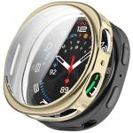 Carcasa cu protectie ecran din sticla securizata BizonMobile Felipe compatibila cu Samsung Galaxy Watch 8 44mm, Gold 2 - lerato.ro