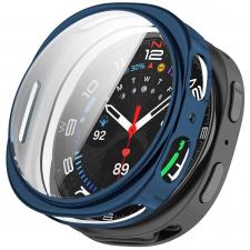 Carcasa cu protectie ecran din sticla securizata BizonMobile Felipe compatibila cu Samsung Galaxy Watch 8 44mm, Albastru