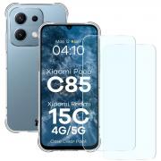 Kit protectie 3 in 1 BizonMobile Clear Pack, Carcasa Bizon Salpa si 2 folii sticla Bizon Glass Clear 2, compatibil cu Xiaomi Redmi 15C 4G / 5G / POCO C85 4G, Transparent