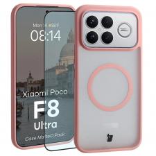 Kit protectie 2 in 1 BizonMobile, Carcasa Bizon MatteO si Folie sticla securizata Bizon Glass Edge, compatibil cu Xiaomi Poco F8 Ultra, Roz