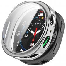 Carcasa cu protectie ecran din sticla securizata BizonMobile Felipe compatibila cu Samsung Galaxy Watch 8 44mm, Silver