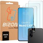 Set protectie 4in1 Bizon Glass Clear Pack, 3 folii sticla ecran + 1 folie sticla camera foto, compatibil cu OnePlus Nord CE5 5G, Transparent 2 - lerato.ro