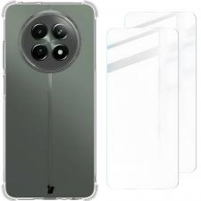 Huse Telefoane, Kit protectie 3 in 1 BizonMobile Clear Pack, Carcasa Bizon Salpa si 2 folii sticla Bizon Glass Clear 2, compatibil cu Realme 12 / 12x, Transparent, lerato.ro