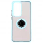 Carcasa Bizon Hybrid Ring compatibila cu Oppo Reno 12 Pro, Light Blue