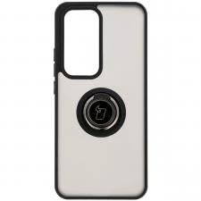 Carcasa Bizon Hybrid Ring compatibila cu Oppo Reno 12, Negru