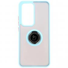 Carcasa Bizon Hybrid Ring compatibila cu Oppo Reno 12, Light Blue